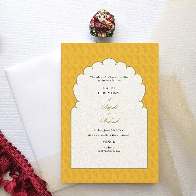 Elegant Yellow Arch Haldi Ceremony Indian wedding  Invitation (Creator Uploaded)