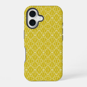 Elegant Yellow Art Deco Pattern with Diamond Motif iPhone 16 Case