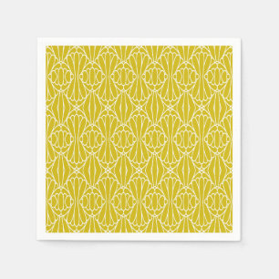 Elegant Yellow Art Deco Pattern with Diamond Motif Napkin