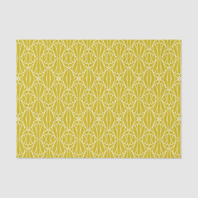 Elegant Yellow Art Deco Pattern with Diamond Motif Tissue Paper (Front)