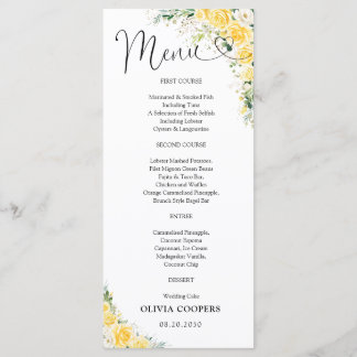 Elegant Yellow Baby Shower  Menu