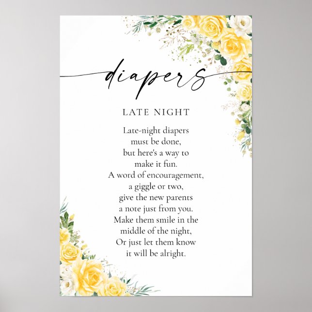 Elegant Yellow Baby Shower Poster (Front)
