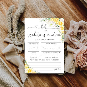Elegant Yellow Baby Shower Predictions Card 