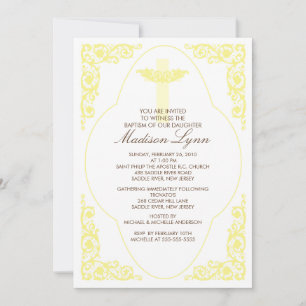 Elegant Yellow Baptism Invitation