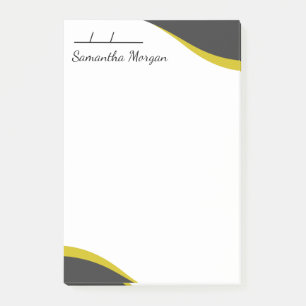 Elegant yellow & black waves customisable post-it notes