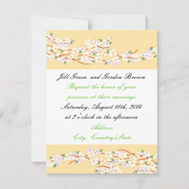 Elegant Yellow Blossom Wedding Invitation (Front)