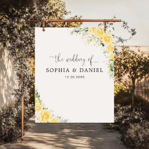 Elegant Yellow Blue Wedding Backdrops Banner Tapestry