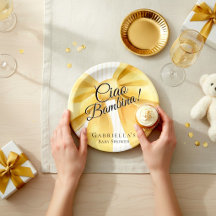 Elegant Yellow Bow 'Ciao Bambina!' Baby Shower