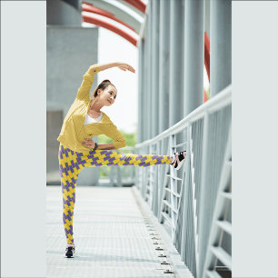 Elegant Yellow Brick Gym Yoga Women Leggings