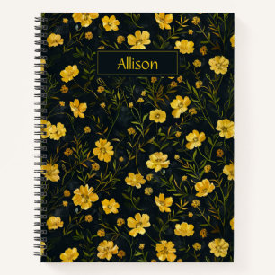 Elegant Yellow Buttercup Flower Pattern Notebook