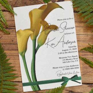 Elegant Yellow Calla Lily Bridal Shower  Invitation