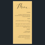 Elegant Yellow, Calligraphy Wedding / Reception Me Menu<br><div class="desc">Elegant yellow wedding or dinner reception Menu card. Contemporary, simple and elegant design with beautiful modern hand written calligraphy. Front and back background colour in yellow tone. Ability to change both front and / or back background colour by selecting "customise further". Design available in a variety of colour choices. Part...</div>