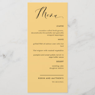 Elegant Yellow, Calligraphy Wedding / Reception Me Menu