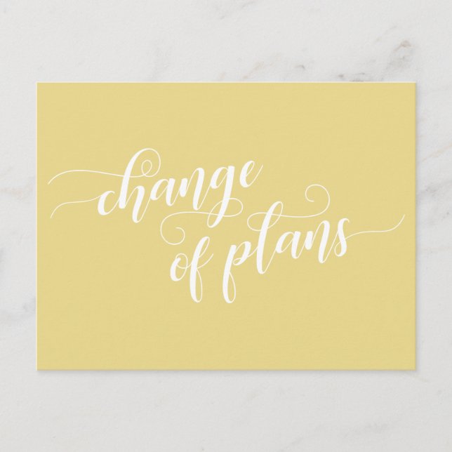 Elegant Yellow Change of Plans Postponed Wedding Postcard (Front)