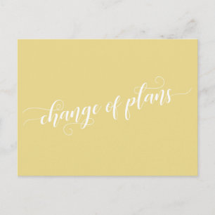 Elegant Yellow Change of Plans Postponed Wedding Postcard