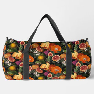 Elegant yellow citrus oranges fruits pattern print duffle bag