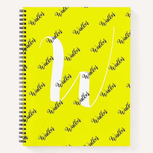 Elegant Yellow Colour - Initial Name Monogrammed Notebook (Front)