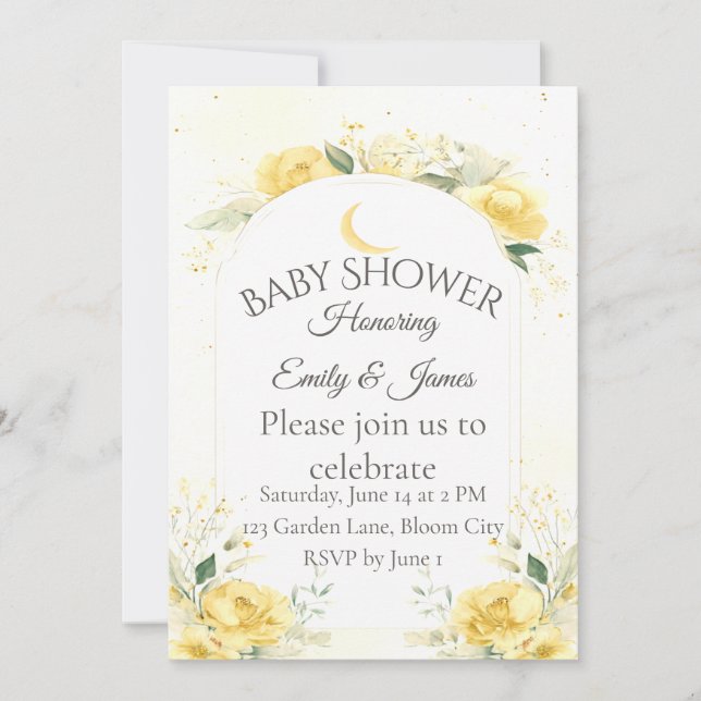 Elegant Yellow Daffodil Baby Shower Invitation (Front)