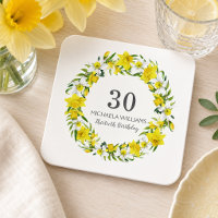 Elegant Yellow Daffodil Floral 30th Birthday