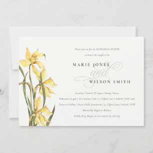 Elegant Yellow Daffodil Rehearsal Dinner Invite