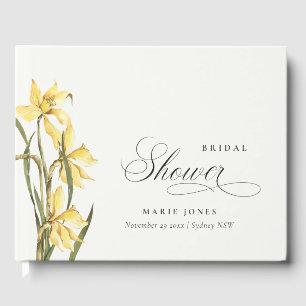 Elegant Yellow Daffodil Watercolor Bridal Shower Guest Book
