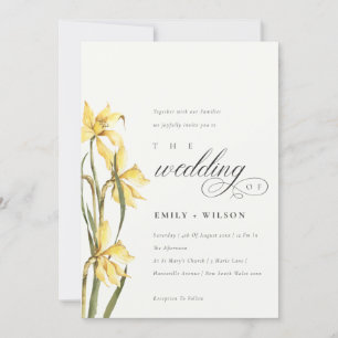 Elegant Yellow Daffodil Watercolor Wedding Invite