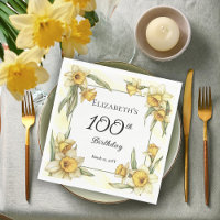 Elegant Yellow Daffodils Floral 100th Birthday