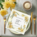 Elegant Yellow Daffodils Floral 21st Birthday Napkin<br><div class="desc">Elegant yellow daffodils floral design "21st Birthday Party" design featuring a floral square frame of daffodils surrounding a white and green frame on a distressed yellow and white background.</div>