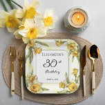 Elegant Yellow Daffodils Floral 30th Birthday Paper Plate<br><div class="desc">Elegant yellow daffodils floral design "30th Birthday" design featuring a floral square frame of daffodils surrounding a white and green frame on a distressed yellow and white background.</div>