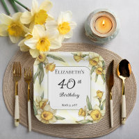 Elegant Yellow Daffodils Floral 40th Birthday