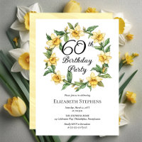 Elegant Yellow Daffodils Floral 60th Birthday