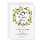 Elegant Yellow Daffodils Floral 90th Birthday