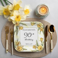 Elegant Yellow Daffodils Floral 90th Birthday