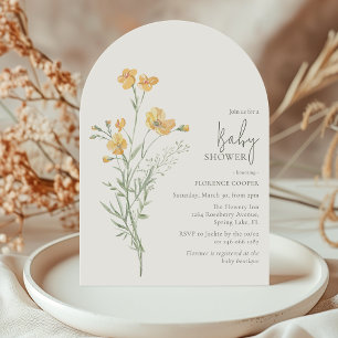 Elegant Yellow Floral Baby Shower Invitation