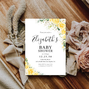 Elegant Yellow Floral Baby Shower Invitation