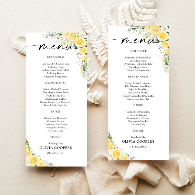 Elegant Yellow Floral Baby Shower Menu (Creator Uploaded)