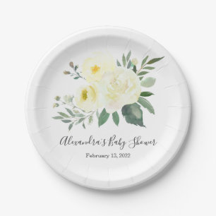 Elegant Yellow Floral Baby Shower Plate