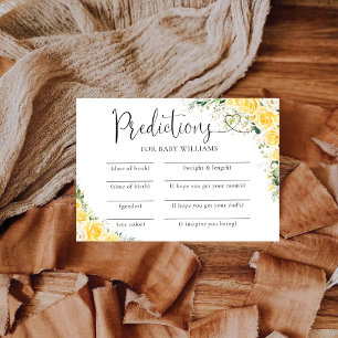 Elegant Yellow Floral Baby Shower Predictions Card