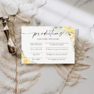 Elegant Yellow Floral Baby Shower Predictions Card