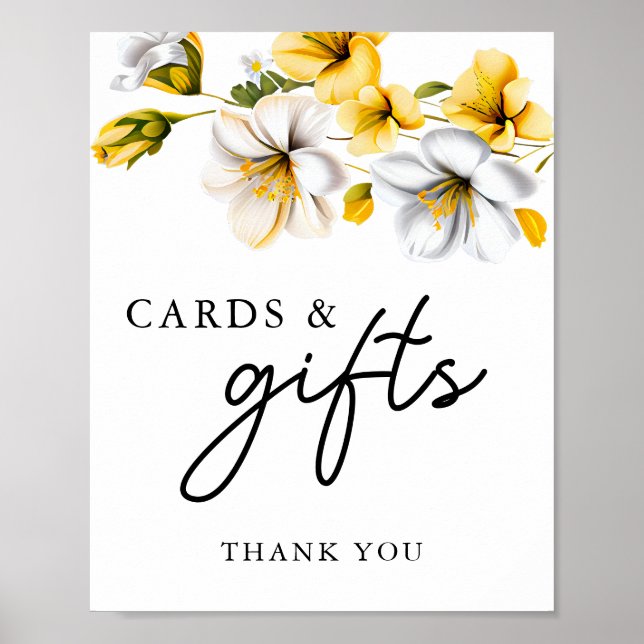 Elegant Yellow Floral Cards & Gift Wedding Sign (Front)