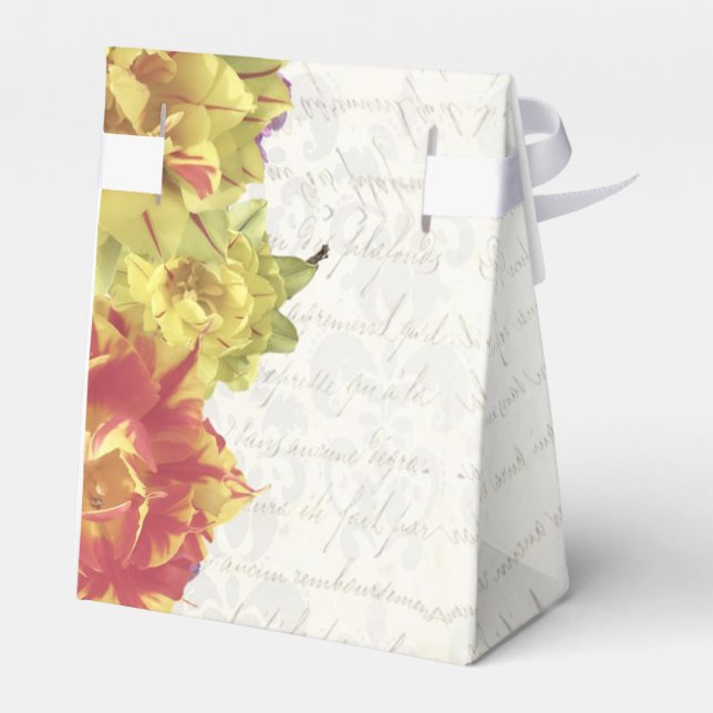 Elegant yellow floral country floral wedding favour box (Back Side)