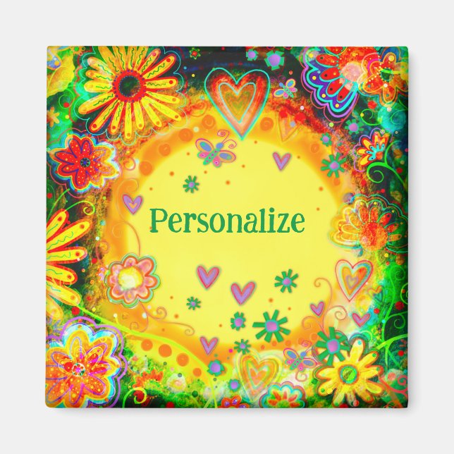Elegant Yellow Floral Customised Inspirivity  Magnet (Front)
