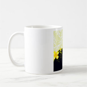 Elegant Yellow Floral Damask Coffee Mug