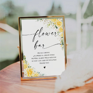 Elegant Yellow Floral Flower Bar Sign