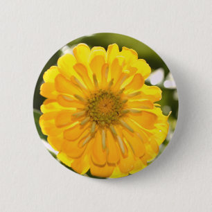 Elegant yellow floral flower daisy 6 cm round badge