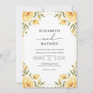 Elegant Yellow Floral Garden Wedding Invitation