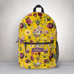 Elegant yellow Floral pattern monogram Printed Backpack