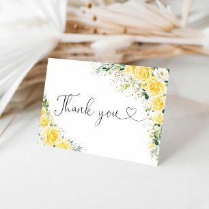 Elegant Yellow Floral Thank You Card