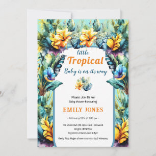 Elegant yellow floral tropical arch baby shower invitation