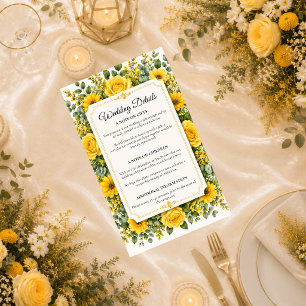 Elegant Yellow Floral Wedding Enclosure Card